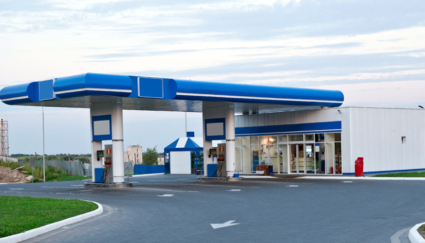 gas station with attached convenience store